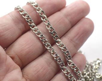 5 x 6 mm, łańcuszek pancerny rodowany - NF0422