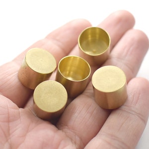 12 x 15 mm , Raw Brass Round Cord End Caps - Hole 14 mm