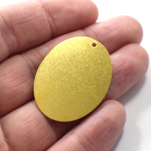 Raw Brass Oval Findings  - Oval  1 Hole  Findings ,  0.5 x 27  x 37  mm