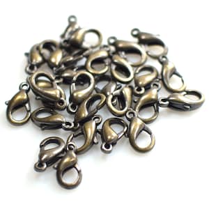 7 x 12 mm , Antique Bronze  Lobster Clasps - 2