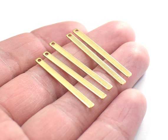 0.8 x 10 x 25 mm 2 Hole Raw Brass Rectangle Blanks Findings