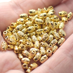 4 x 6 mm , 24K Lucido Oro Placcato Perline Ovali - Foro 1,8 mm - NF0020