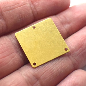 Raw Brass  Square  Shape Blanks  -  3 Hole   Findings ,  0.5 x 20 x 20 mm