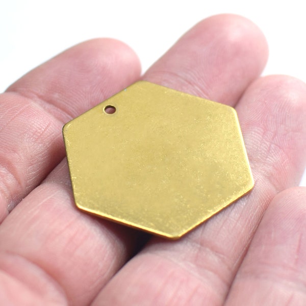 Raw Brass  Hexagon  Shape Findings  -  0.8 x 30 x 34 mm