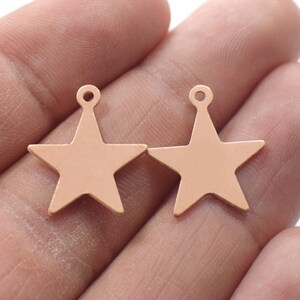 0.8 x 16  mm , Raw Copper Star Shape Charms -  1 Hole Necklace Star Findings