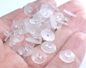 6 x 10 mm, parte posteriore degli orecchini in silicone trasparente