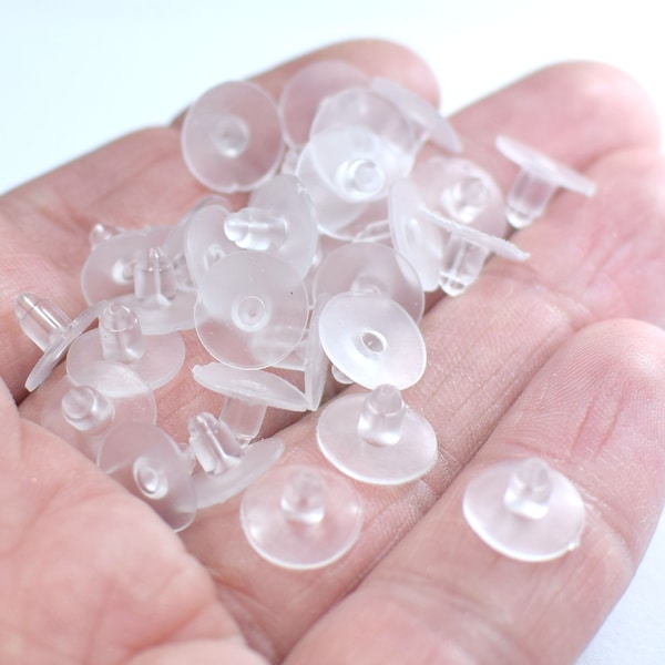 6 x 10 mm , Silicone Clear Earring Backs