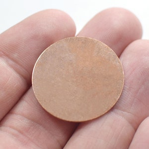 0.8 x 25 mm ,  Raw Copper Round Coin Findings  - No Hole