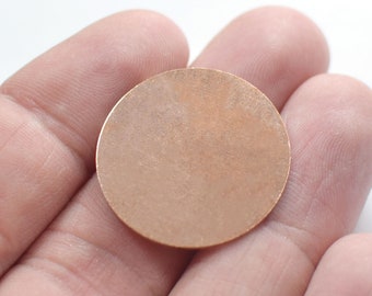 0.8 x 25 mm ,  Raw Copper Round Coin Findings  - No Hole