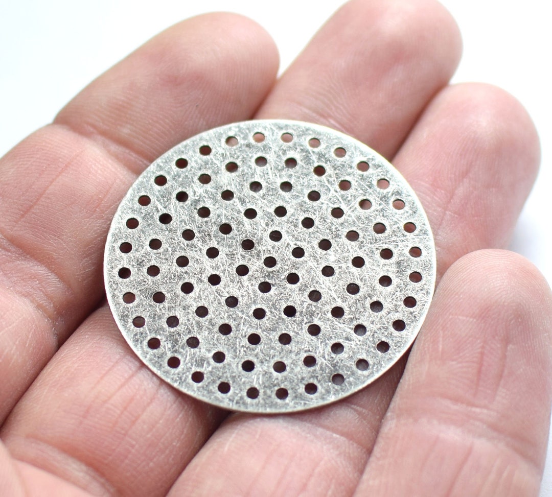 0.5 X 35 Mm , Antique Silver Round Disc Findings - Multi Hole - Etsy