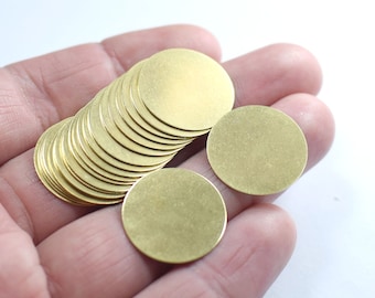 Raw Brass Stamping Disc - Round  No Holes  Findings ,  0.5 x 20 mm