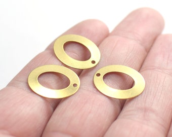 0,5 x 14 x 18 mm , Raw Brass Oval Findings - 1 Hole