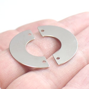 0.5 x 8 x 30 mm , Silver Tone Crescent Shape Charms -  2 Hole