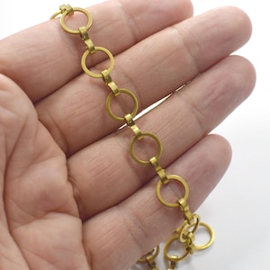 10 mm , Raw Brass Round Necklace Chains - NF0344