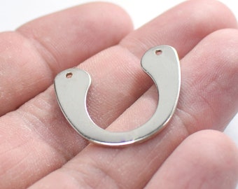 0.8 x 24 x 26 mm,  Silver Tone  U Shape Charms -  2 Hole