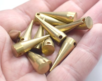 8  x 25 mm ,  Raw Brass Solid İndustrial Spike Findings - Charms - 2.5 mm Hole
