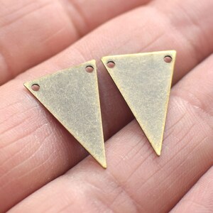 0.5 x 13 x 20 mm , Antique Brass  2 Hole Triangle Shape Charms