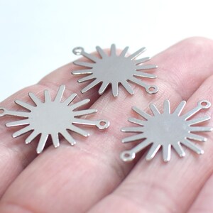 0.5 x 22 x 27  mm , Silver Tone Sun Shape  Charms   - 2 Hole