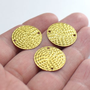 0,5 x 20 mm, Rohmessing strukturierte StempelScheibe Charms - Runde 2 Loch Erkenntnisse