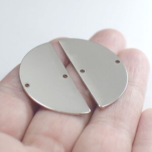 0.8 x 20 x 40 mm , Silver Tone  Semi Circle  Charms  - 2 Hole