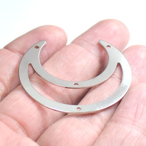 0.8 x 39 x 42 mm , Silver Tone  Crescent Shape Charms -  4 Hole