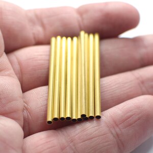 2 x 40  mm Raw Brass Flat Tube Findings - 1.8 mm Hole