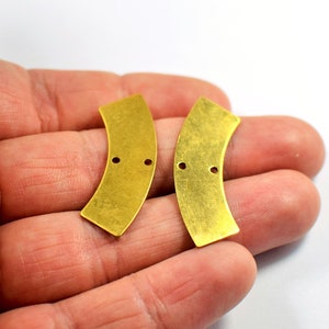 Raw Brass Crescent Shape Charms -  2 Hole  Crescent  ,  0.8 x 10 x 37 mm