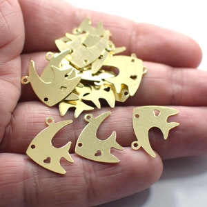 Raw Brass Angel Fish Figure Charms - 0.5 x 15 x 18 mm