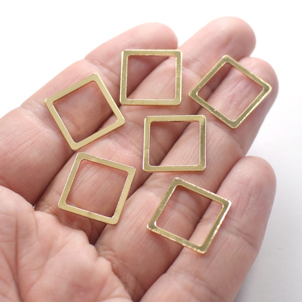 16  x 16  mm , 24K Shiny Gold Plated Square Ring Findings  -  NF0043