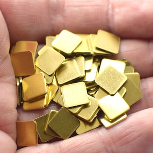 Raw Brass  Square  Shape Blanks  -   ( No Holes )   Findings ,  0.8 x 8 x 8 mm