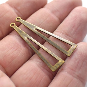 0.8 x 9 x 40 mm , Antique Brass  1 Hole Triangle Shape Blanks Findings