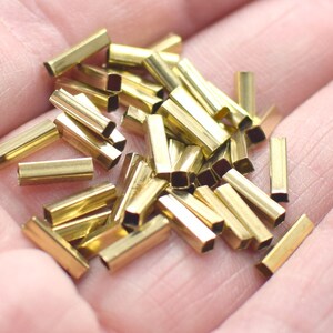 2 x 2 x 8 mm , Raw Brass Tiny Square Tube Findings - 1.8 mm Hole Square
