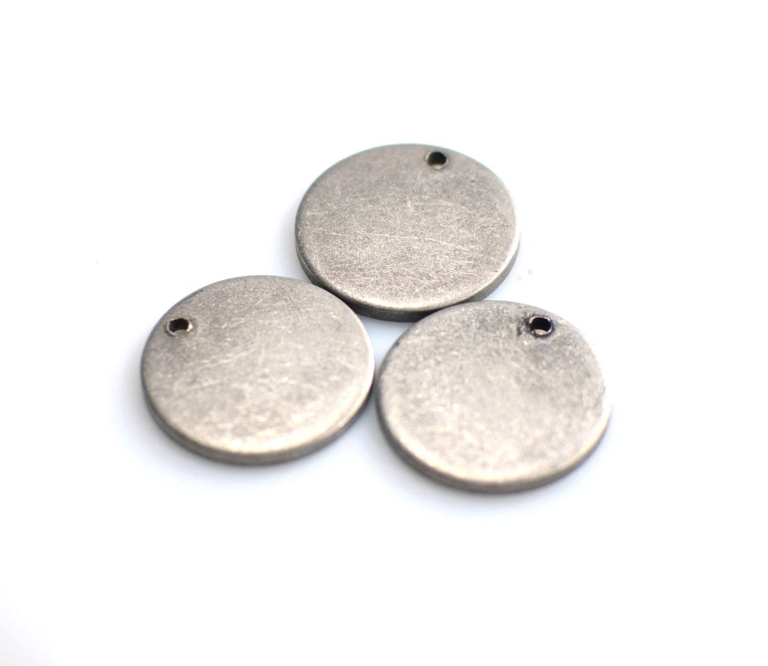 Antique Silver Round Stamping Disc - Round 1 Hole Findings , 1.5 X 18 ...