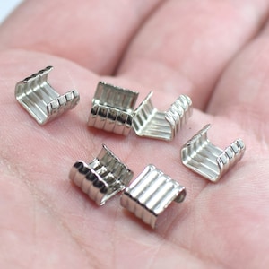 0.5 x 7 x 9 mm , Silver Tone Cord - Leather Compression Findings ( 4mm,5mm,6mm,7mm Compression )