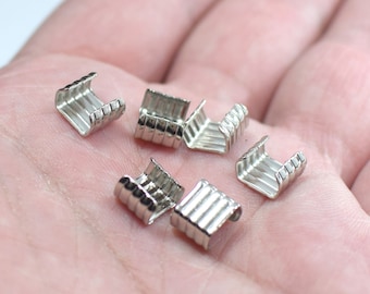 0.5 x 7 x 9 mm , Silver Tone Cord - Leather Compression Findings ( 4mm,5mm,6mm,7mm Compression )