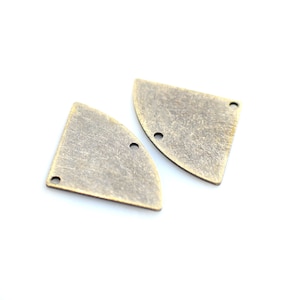 Antique Brass Fan Charms - 2 Hole  Fan Findings  - 0.8 x 19 x 30 mm