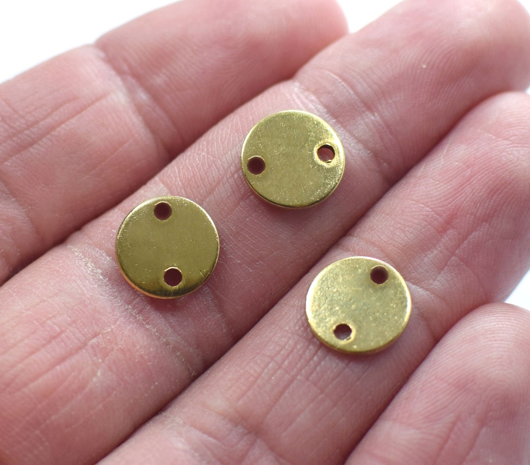 0.8 X 10 Mm Raw Brass Stamping Disc Round 2 Hole Findings Etsy