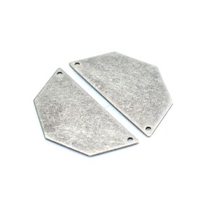 0.8 x 20 x 40 mm , Antique Silver  Semi Circle Pentagon  Charms  - 2 Hole