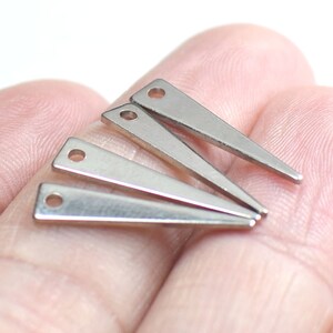 0.8 x 4 x 20 mm ,  Silver  Triangle  Shape Charms -  1 Hole