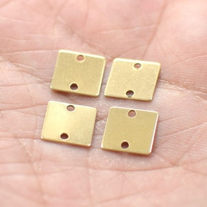 0.5 x 9 x 9 mm , Raw Brass Square  Shape Blanks  - 2 Hole