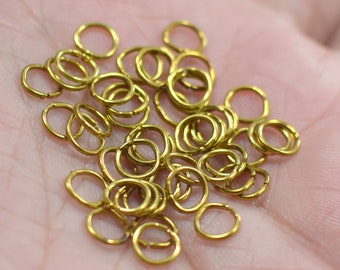 0.7 x 6 mm ,  Raw Brass  Jump Rings Findings