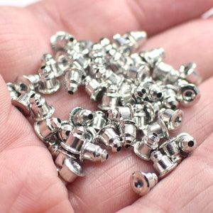 5 x 5 mm , Silver Tone Earring  Back  Stopper Charms