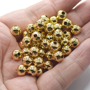 8 mm, 24K Shiny Gold Plated Round Ball Beads - Hole 3 mm