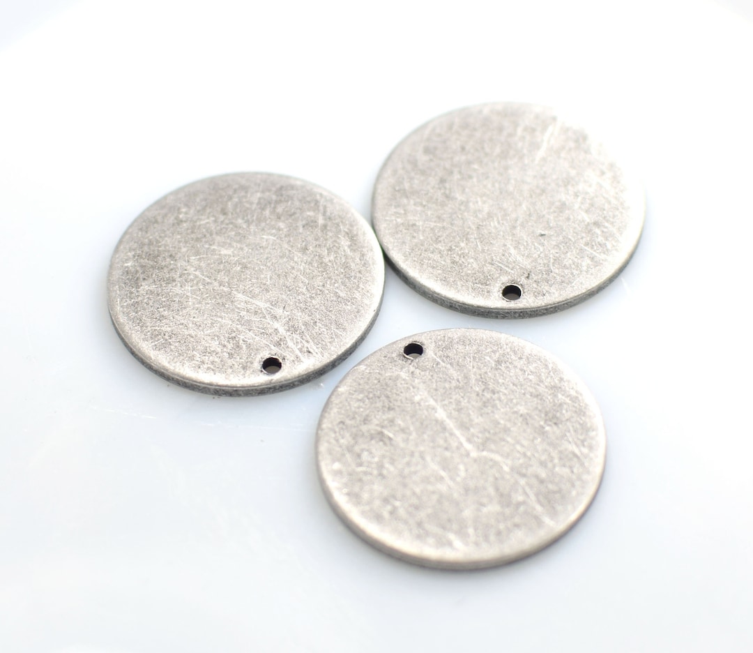 Antique Silver Round Stamping Disc - Round 1 Hole Findings , 1.5 X 25 ...