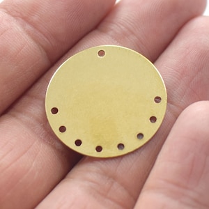0.5 x 25 mm , Raw Brass Round Earring Findigs  - Round  Multi  Hole  Findings