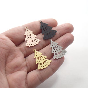 0.6 x 20 x 28 mm , Laser Cut Christmas Pine Tree Earring Charms,  Christmas Pine Tree Findings - L98