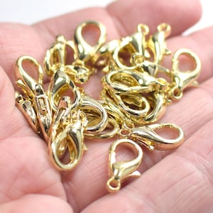 9 x 16 mm , Gold Tone  Lobster Clasps - 4