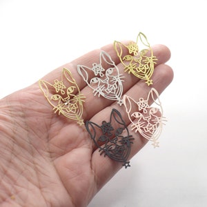 0.6 x 24 x 40 mm , Laser Cut Cat Earring Charms,  Cat Findings - L109
