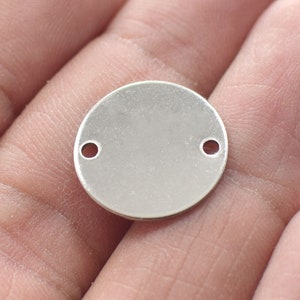 0.7 x 16 mm , Stainless Steel Round Stamping Blanks Findings  - 2 Hole