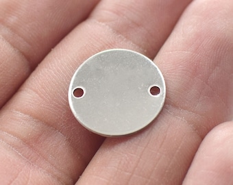 0,7 x 16 mm, roestvrij staal ronde stempelen blanks bevindingen - 2 gat